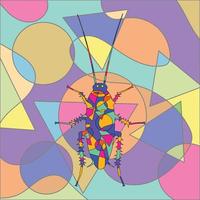 abstract colorful insects design cubism surrealism style premium vector