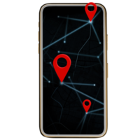 Smartphone and route pin Coordinates in the Maps application coordinate pins mobile phone gps map navigation 3d illustration png