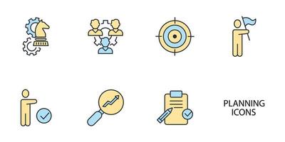 conjunto de iconos de planificación. elementos de vector de símbolo de paquete de planificación para web de infografía