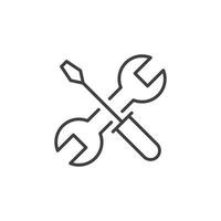 Maintenance icon. Simple outline style. Tool, wrench and screwdriver, spanner sign. Home services concept. Thin line vector illustration symbol element isolated on white background. EPS 10.