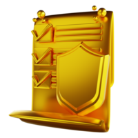 3D illustration golden document security png