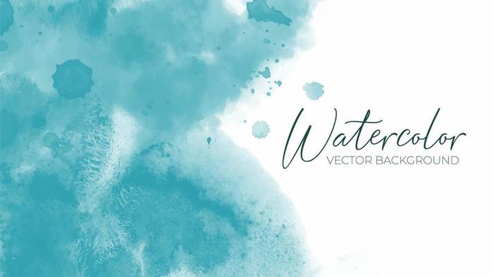 Abstract background with a teal coloured detailed watercolour texture design