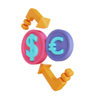 cambio de dinero de ilustración 3d png