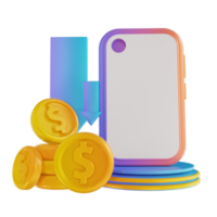 3D illustration colorful mobile money withdrawal png