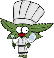 Cute cartoon cannabis marijuana character chef png