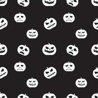 Seamless pattern with white icons. Design elements for halloween party poster. Flat cartoon illustration. Objects isolated on a black background. vector