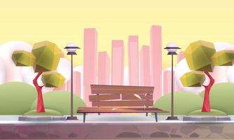 landscape outdoor vector public natural skyline cartoon road wood chair and lamp