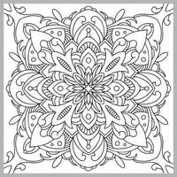 Vector decorative ornament. Tile pattern. Coloring page. Linear art.