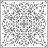 Vector decorative ornament. Tile pattern. Coloring page. Linear art.