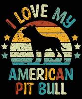 divertido pit bull americano vintage retro puesta de sol silueta regalos amante de los perros dueño del perro camiseta esencial vector