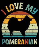 Funny Pomeranian Vintage Retro Sunset Silhouette Gifts Dog Lover Dog Owner Essential T-Shirt vector