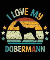 gracioso dobermann vintage retro puesta de sol silueta regalos amante de los perros dueño del perro camiseta esencial vector