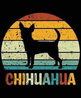 gracioso chihuahua vintage retro puesta de sol silueta regalos amante de los perros dueño del perro camiseta esencial vector