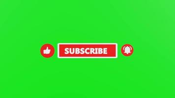 3D YouTube subscribe icon with greenscreen background video