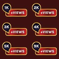 red color 1k views to 9k plus views celebration  background design banner vector