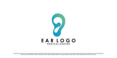 Ear care logo design template with creative element Premium Vector