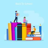 Modern flat design of back to school illustration concept. Flat Style vector template suitable for Web Landing Page, Background.