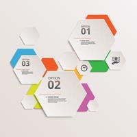 plantilla infográfica de papel con 3 opciones hexagonales para presentación y visualización de datos. gráfico de proceso de negocio.diagrama con tres pasos para el éxito. para contenido, diagrama de flujo y flujo de trabajo vector