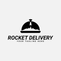 Food Delivery Logo Design With Rocket Icon vector