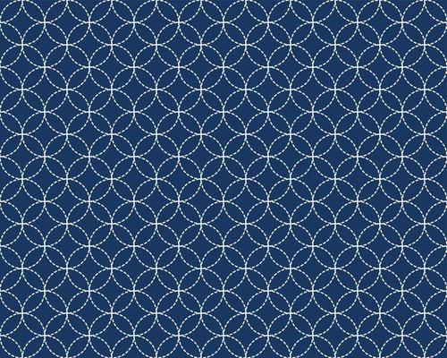 Japanese Sashiko seamless pattern. Indigo background. white thin line on blue wallpaper. Vector