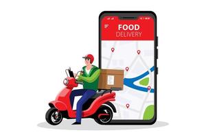 Online delivery service , online order tracking, delivery home and office. Scooter delivery. Shipping. Vector illustration