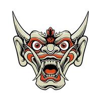 Japanese samurai demon mask vector