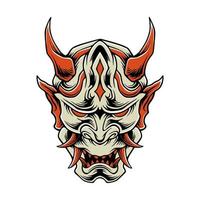 Japanese samurai demon mask vector