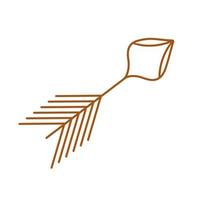 A boho-style arrow  is hand-drawn. Indian style. A great design for any purpose. Simple vector illustration.