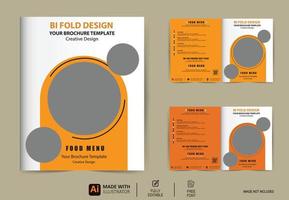 Bifold menu brochure outside template with vector Design