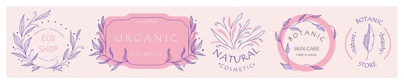 Set of botanical logos for your business. Perfect for cosmetic brands. Eco-design. Sustainable life. vector