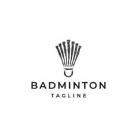 Ilustración de vector plano de plantilla de diseño de icono de logotipo de bádminton de volante