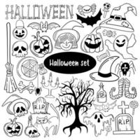 Large set of cute Halloween doodles vector