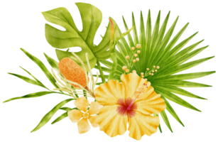 aquarellblumenstrauß mit tropischen blumen für hochzeit png