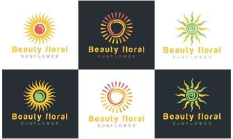 Sunflower logo, sun rays business logo design vector template