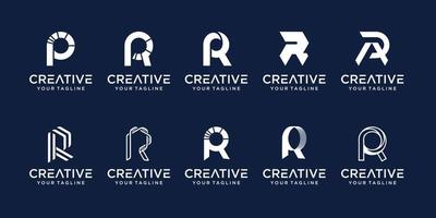 Set of collection initial letter R RR logo template. icons for business of fashion, sport, automotive. vector