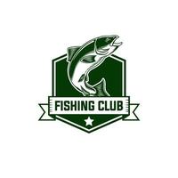 fishing badge vector template. fisherman fish graphic illustration in emblem style.