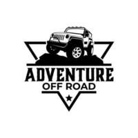 plantilla gráfica de aventura al aire libre del vehículo jeep. fuera de la ilustración de vector de carretera.