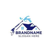 Professional pressure washing house logo design vector