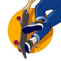 Line Art Skateboard Illustration Vector