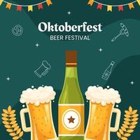 Ilustración de vector de dibujos animados de plantilla de fondo de festival de cerveza oktoberfest