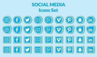 conjunto de iconos de redes sociales populares. vector