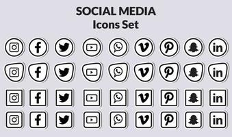 conjunto de iconos de redes sociales populares. vector