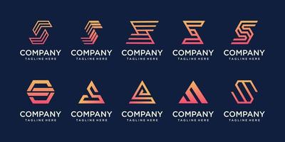 Set of collection initial letter S SS logo design template. icons for business of fashion, sport, automotive, technology digital. vector