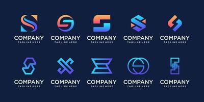 Set of collection initial letter S SS logo design template. icons for business of fashion, sport, automotive, technology digital. vector