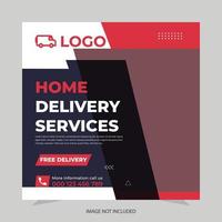 Delivery service instagram post or square web banner template vector