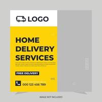 Delivery service instagram post or square web banner template vector