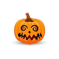 Halloween Pumpkin on white background. The main symbol of the Happy Halloween holiday. Orange spooky pumpkin with scary smile  holiday Halloween. vector