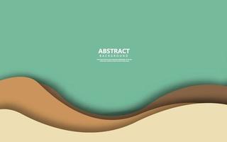 minimal green wave shape and cream papercut background vector