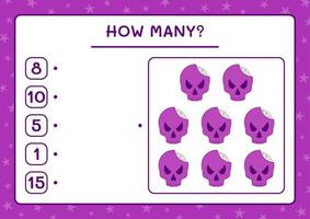 How many Skull, game for children. Vector illustration, printable worksheet