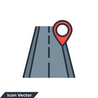ilustración de vector de logotipo de icono de carretera. plantilla de símbolo de ubicación de carretera y pasador para la colección de diseño gráfico y web